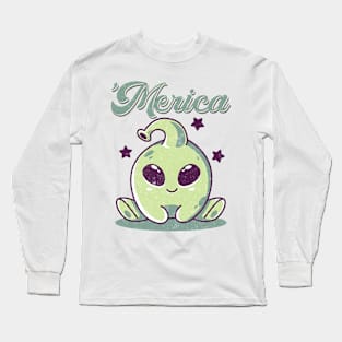 Aliens Merica Retro Cute Animals Men Women Youth Kawaii Aesthetic Long Sleeve T-Shirt